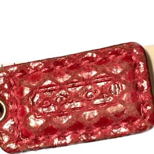 COACH Snakeskin Diamond Pattern Leather Key Fob Charm Keychain Hangtag 1.75" Sm